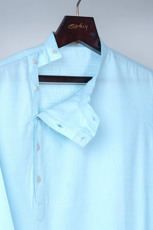 Powder Blue Angrakha Kurta