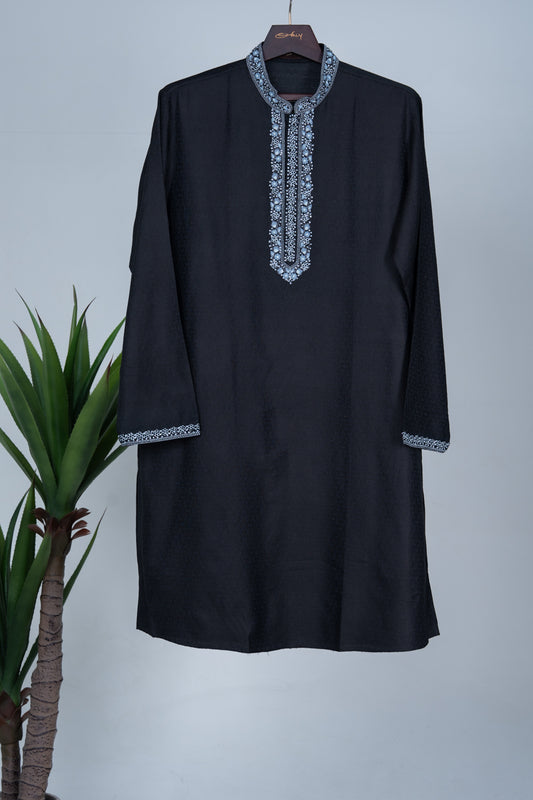 Black Hand Embroidered Kurta Set