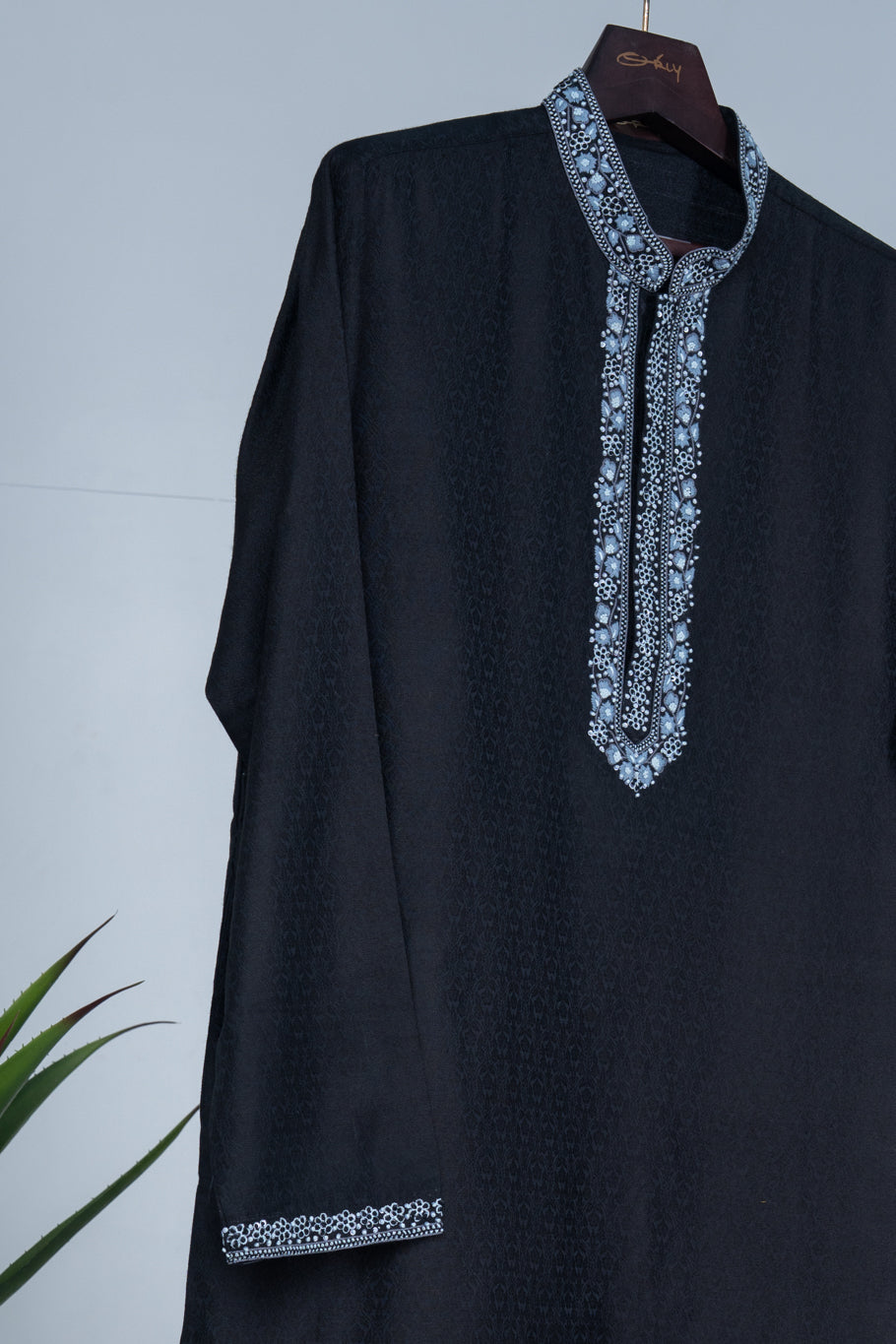 Black Hand Embroidered Kurta Set