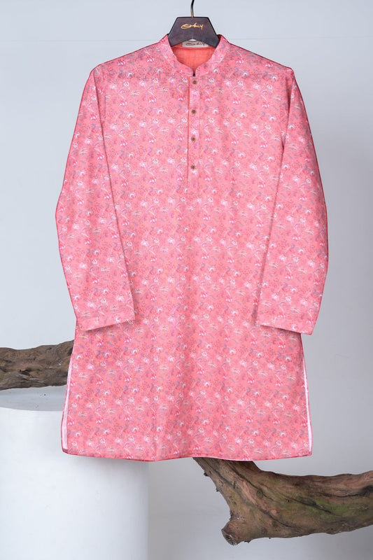 Coral Floral Print Kurta