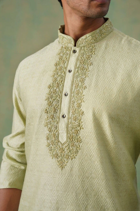 Pastel Sage Hand Embroidered Kurta Set