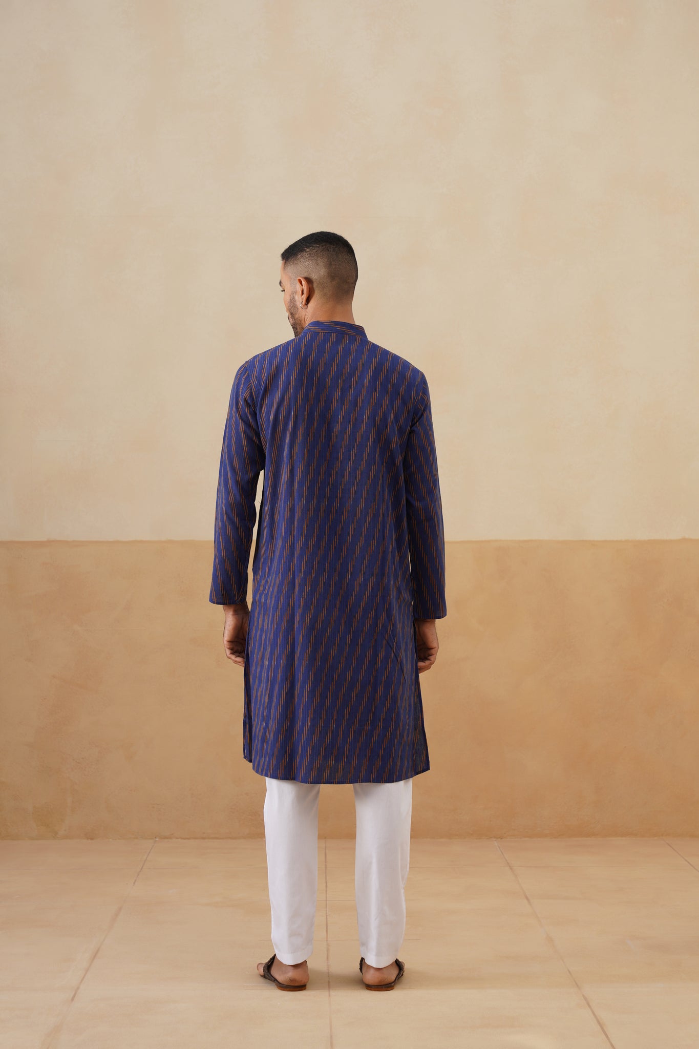 Navy Ikat Pattern Kurta