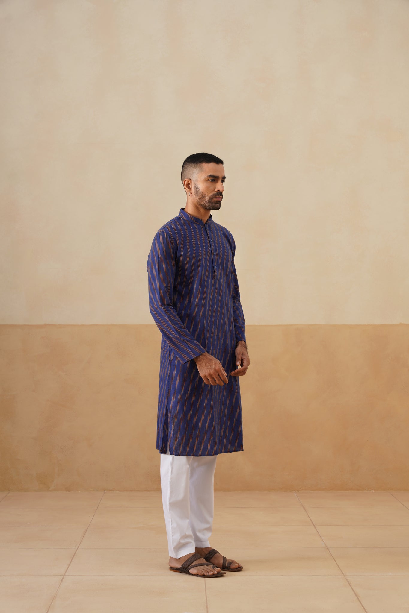 Navy Ikat Pattern Kurta