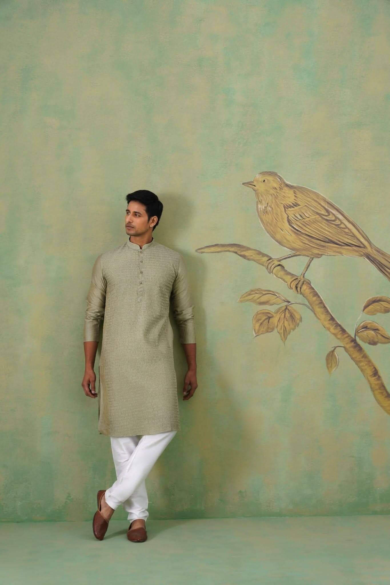 Sage Green Pintex Kurta Set