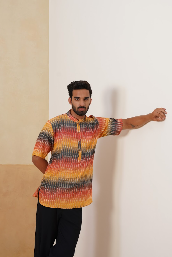 Sunset Ikat Short Ethnic Shirt