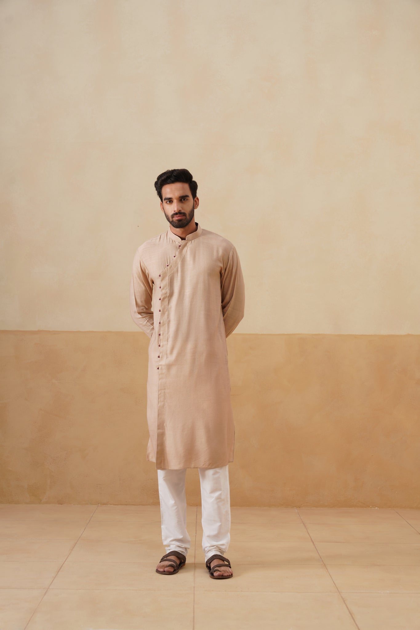 Beige Angrakha Kurta