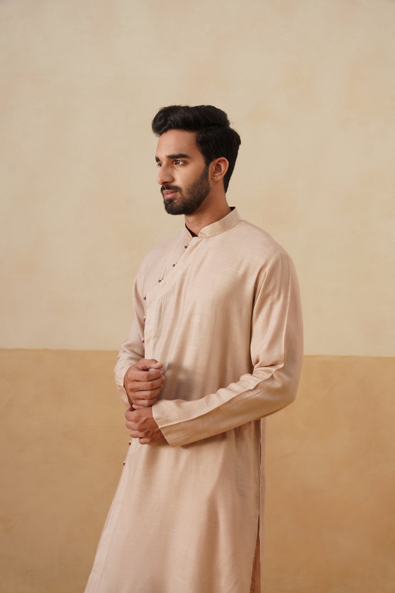 Beige Angrakha Kurta