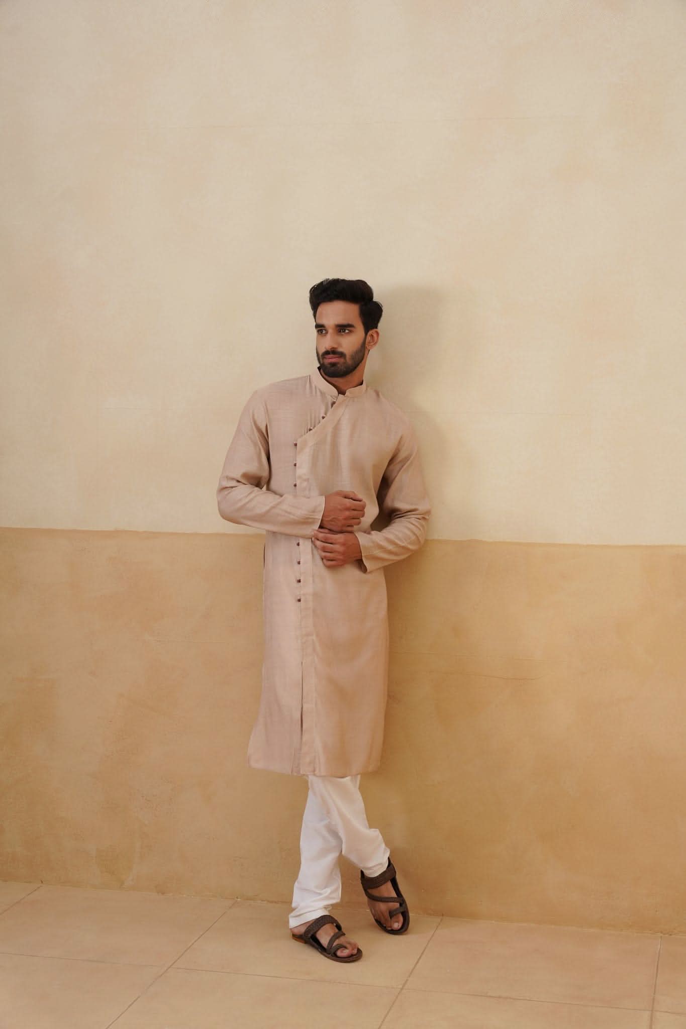 Beige Angrakha Kurta