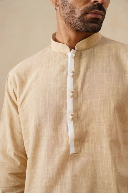 Beige Textured Kurta