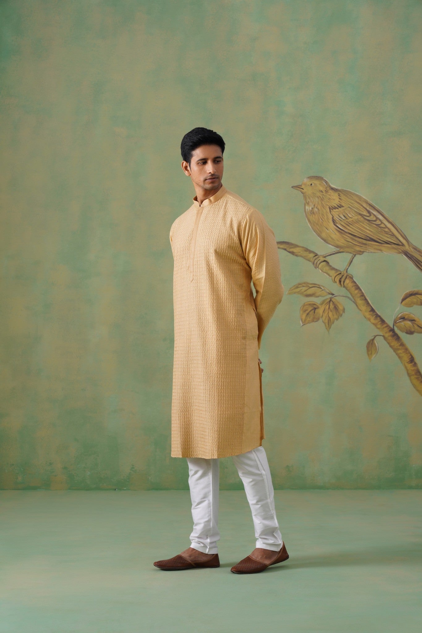Beige Pintex Kurta Set