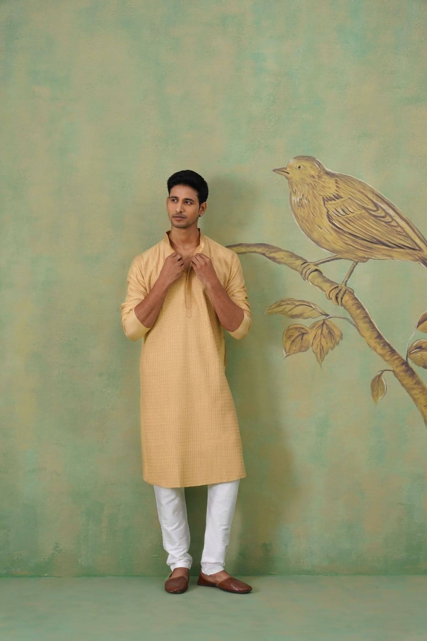 Beige Pintex Kurta Set