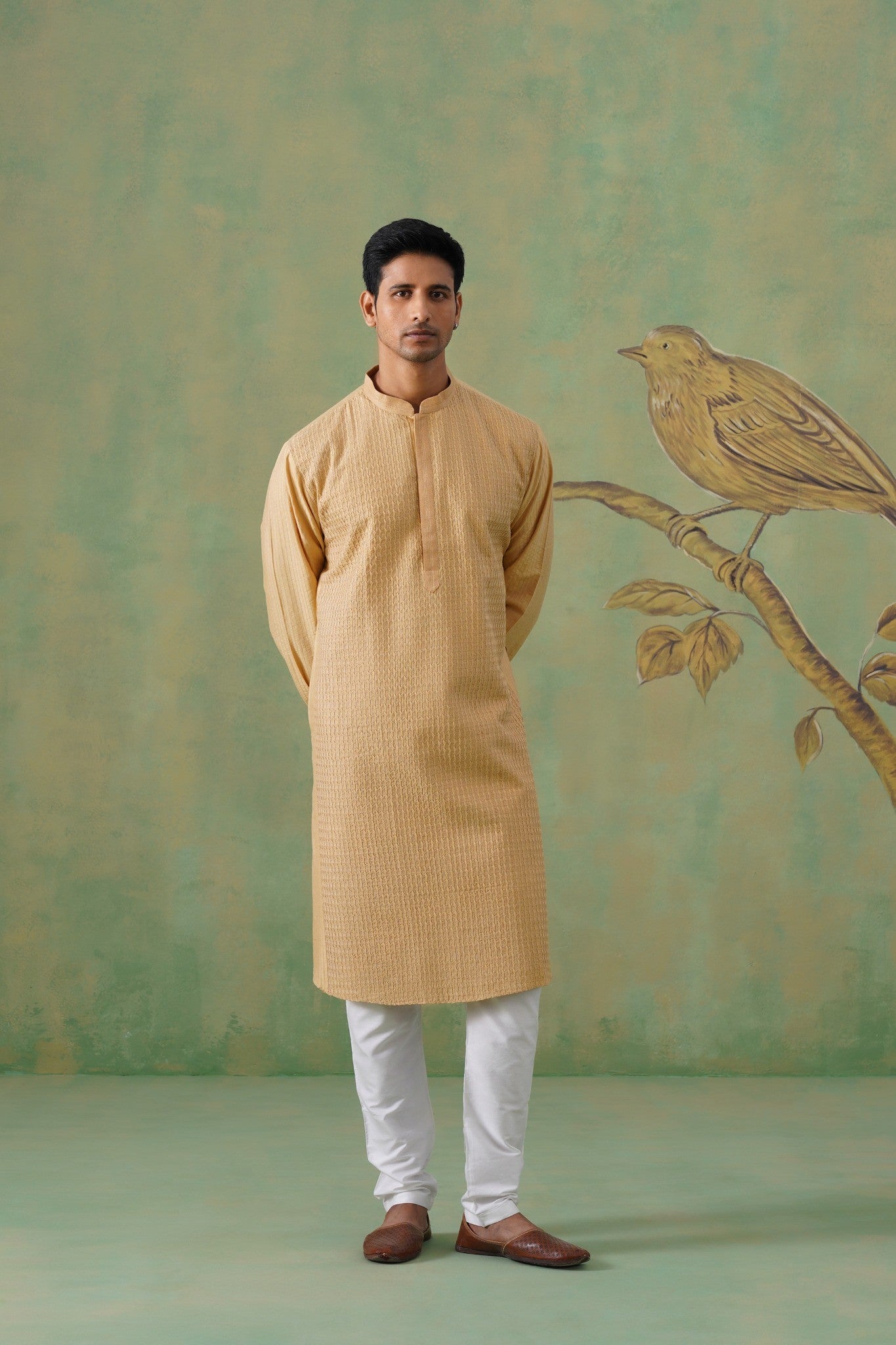Beige Pintex Kurta Set