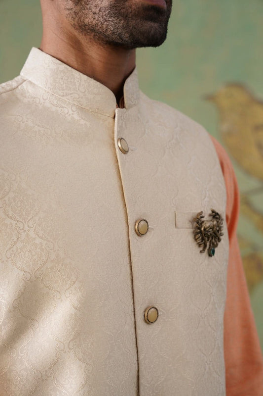 Ivory Textured Short Jacket