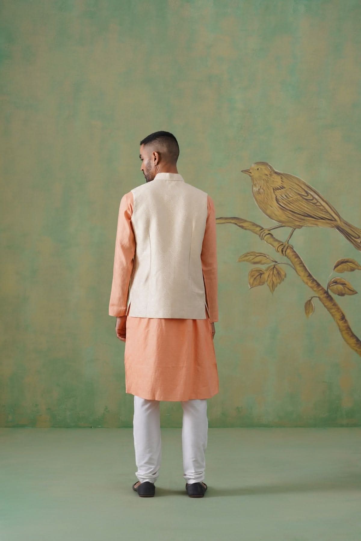 Ivory Textured Short Jacket