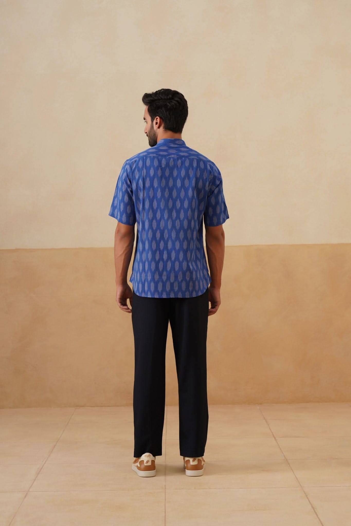 Blue Ikat Ethnic Shirt