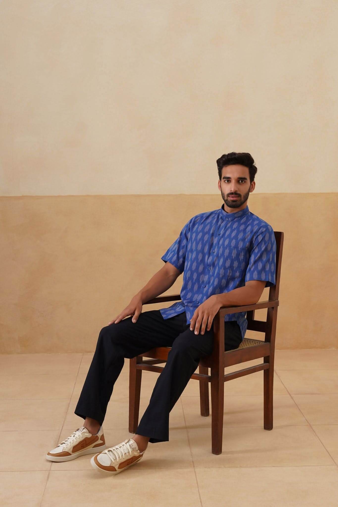 Blue Ikat Ethnic Shirt