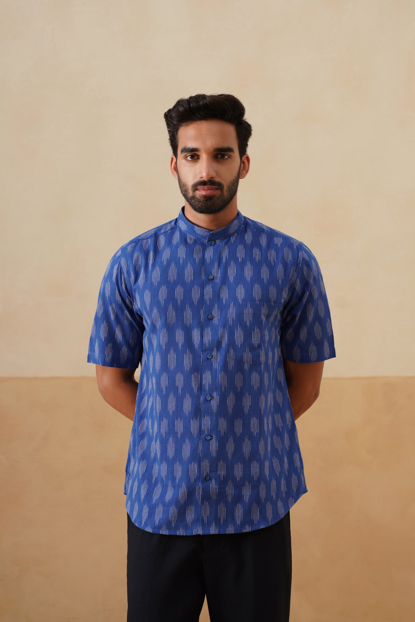 Blue Ikat Ethnic Shirt