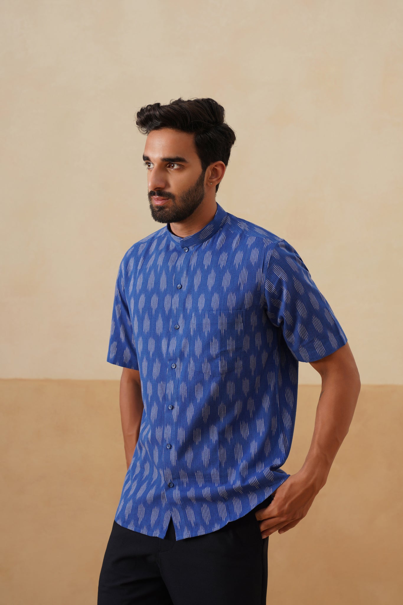 Blue Ikat Ethnic Shirt