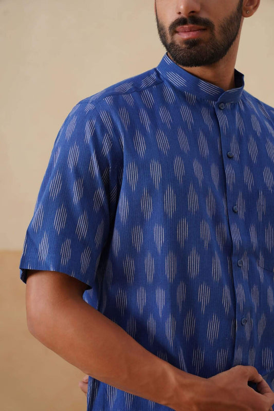 Blue Ikat Ethnic Shirt