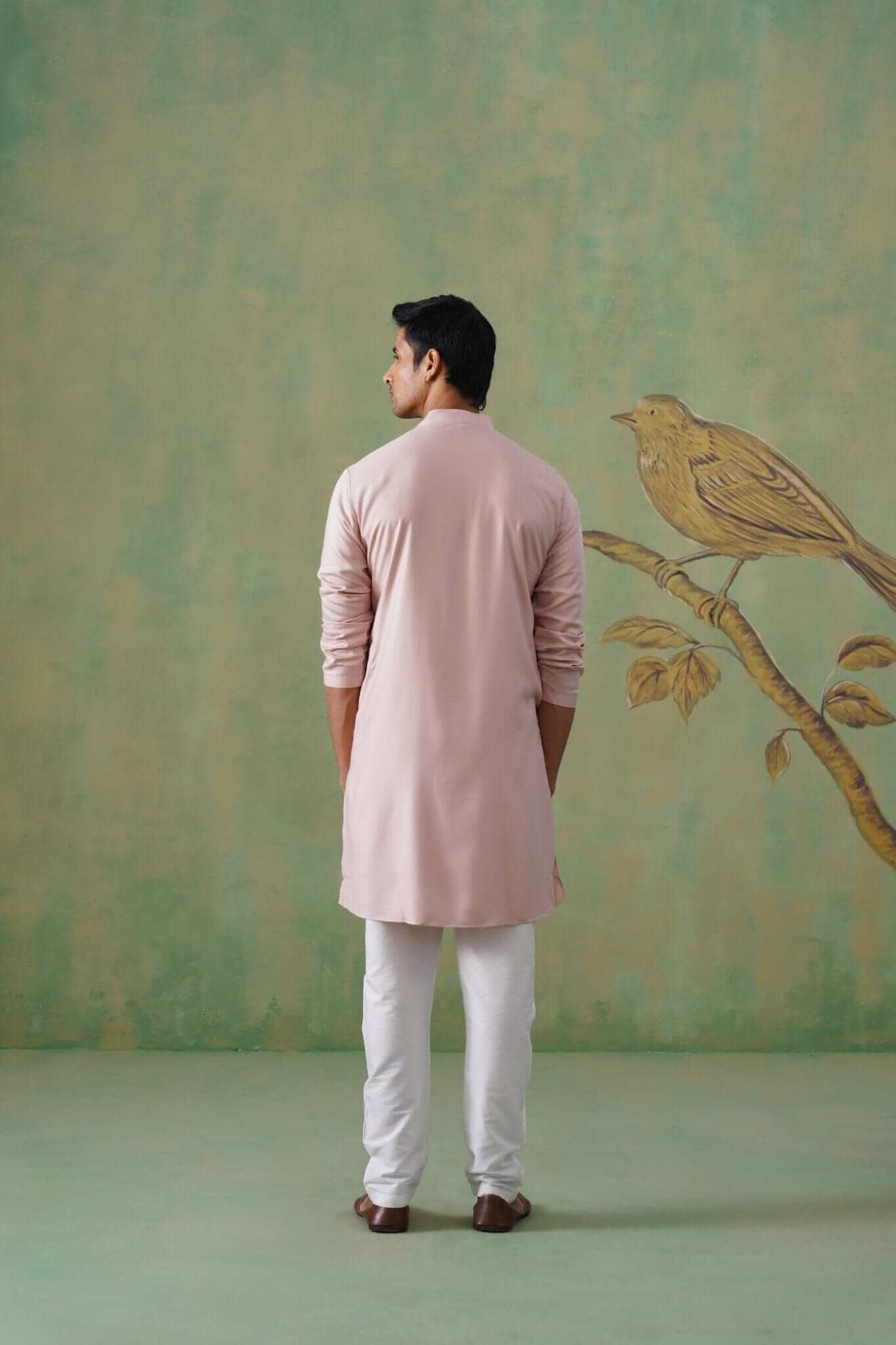 Blush Pink Textured Short Kurta