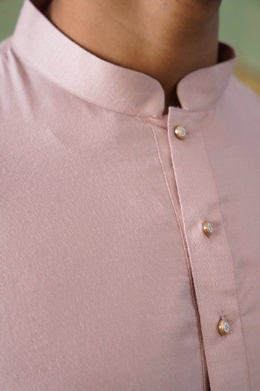 Blush Pink Textured Short Kurta