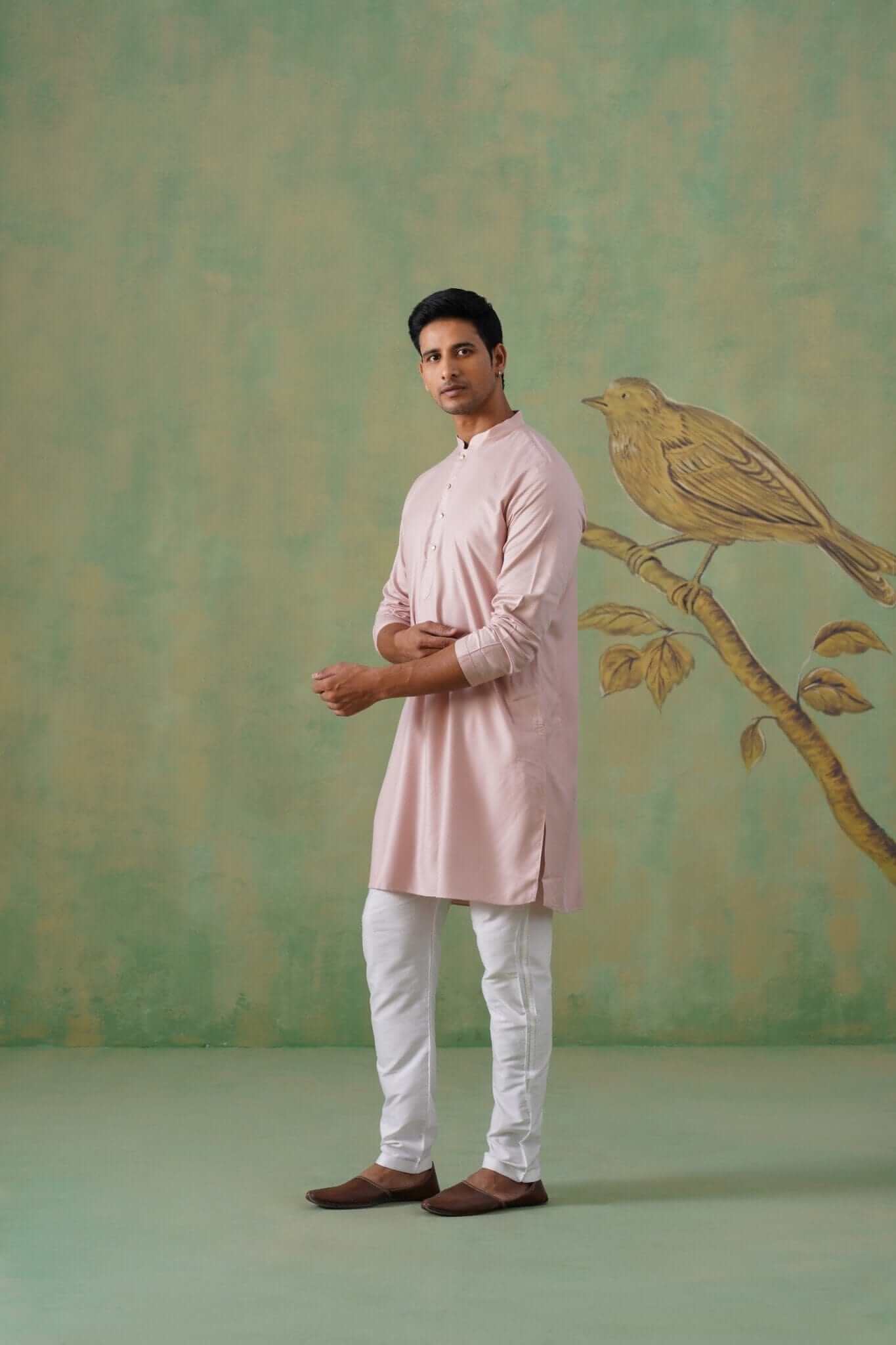 Blush Pink Textured Short Kurta
