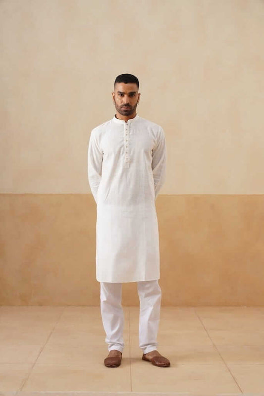 Cream Cotton Textured Kurta