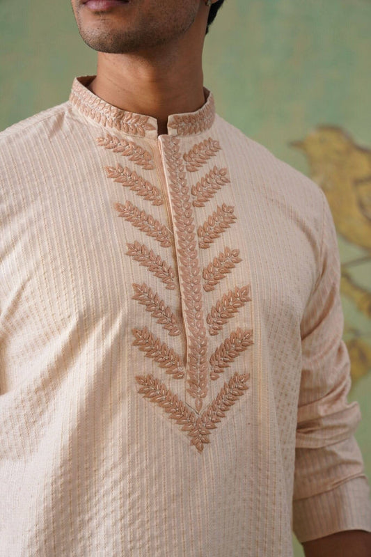 Cream Hand-Embroidered Kurta Set