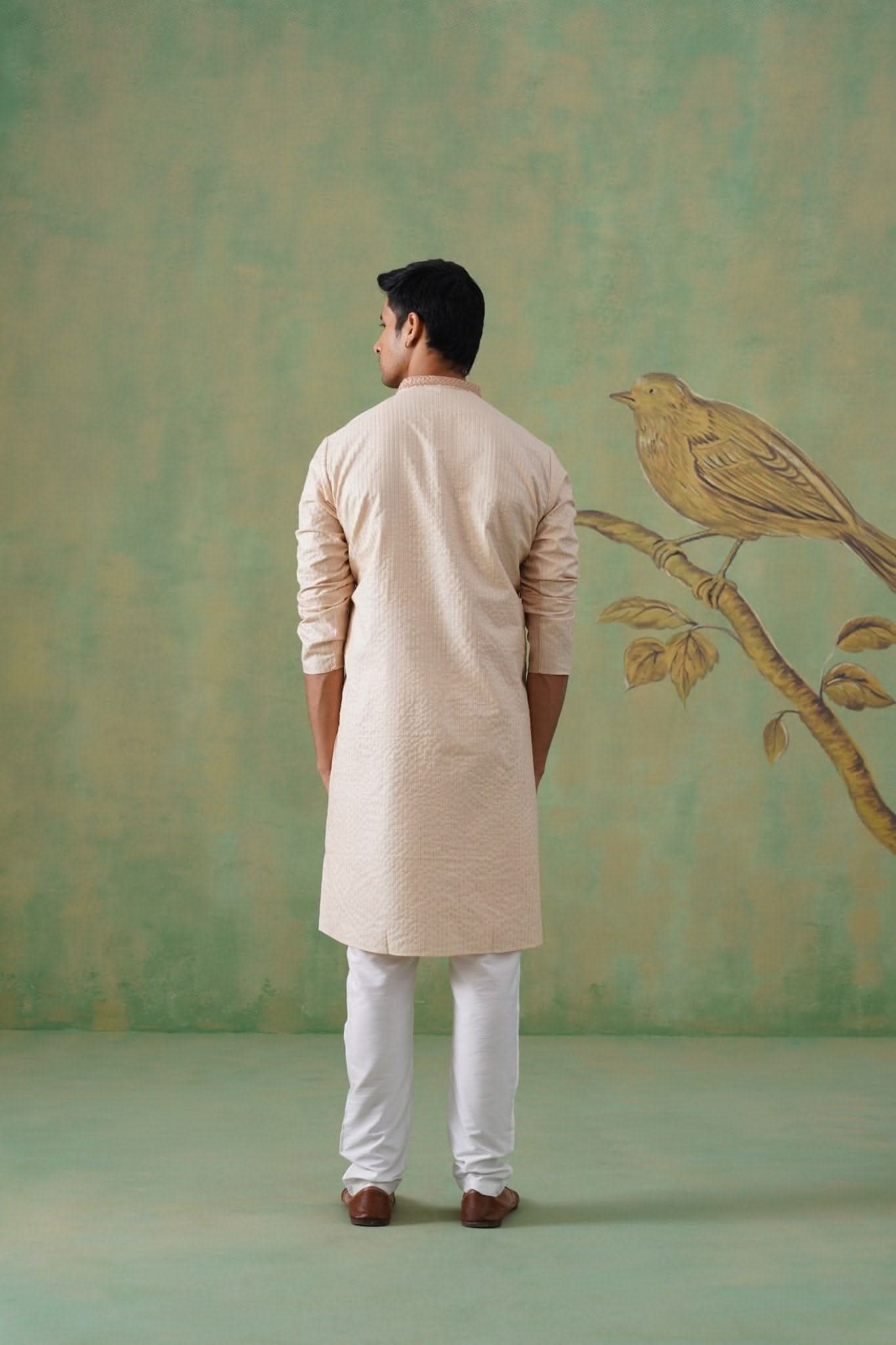 Cream Hand-Embroidered Kurta Set