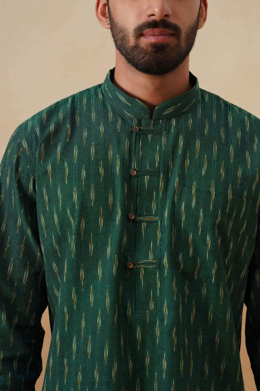 Emerald Green Ikat Ethnic Shirt