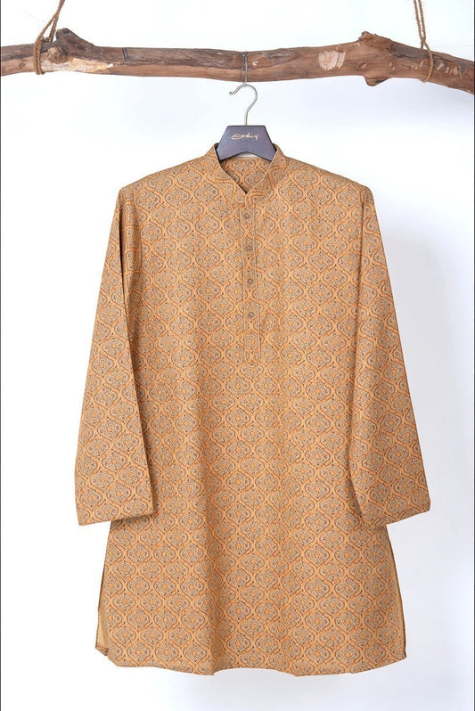 Earthy Brown Ajrakh Motif Cotton Kurta