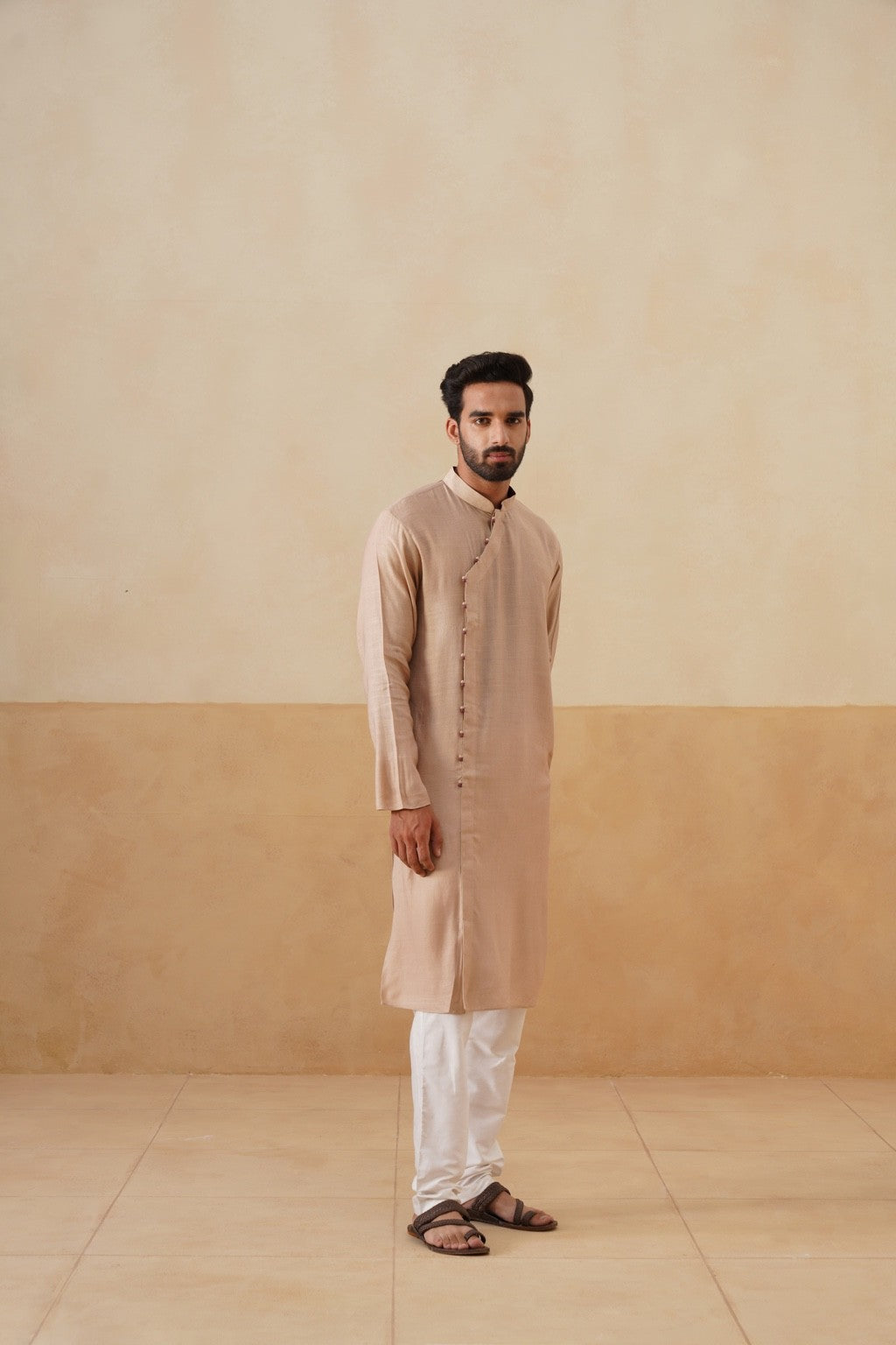 Beige Angrakha Kurta