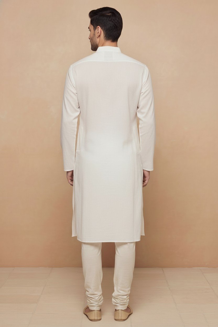 Off-White Embroidered Placket Kurta Set
