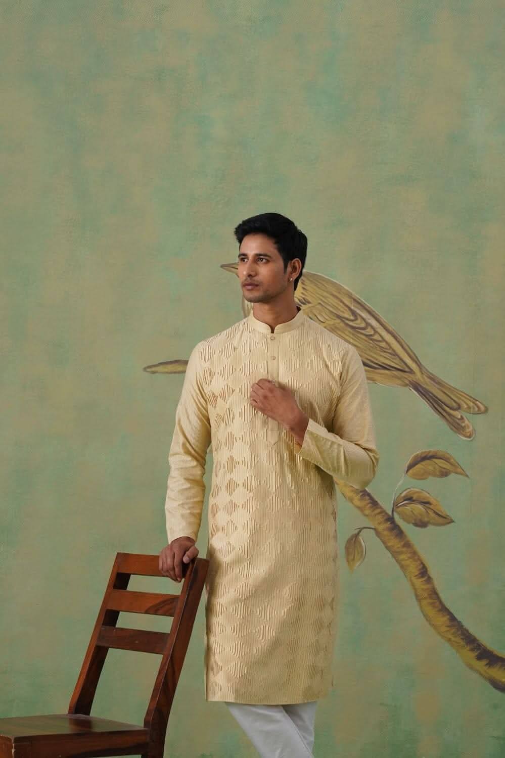Light Beige Pintex Kurta Set