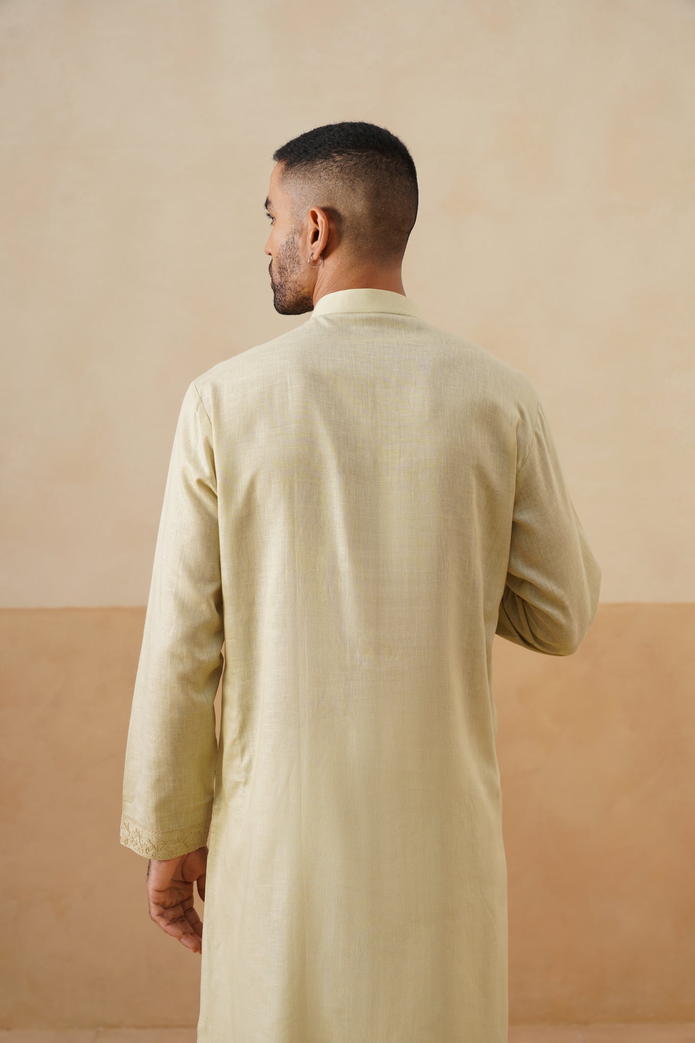 Light Gold Hand Embroidered Kurta Set