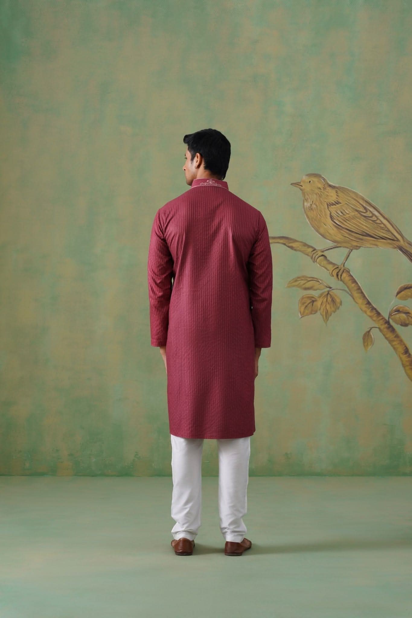 Maroon Hand-Embroidered Kurta Set