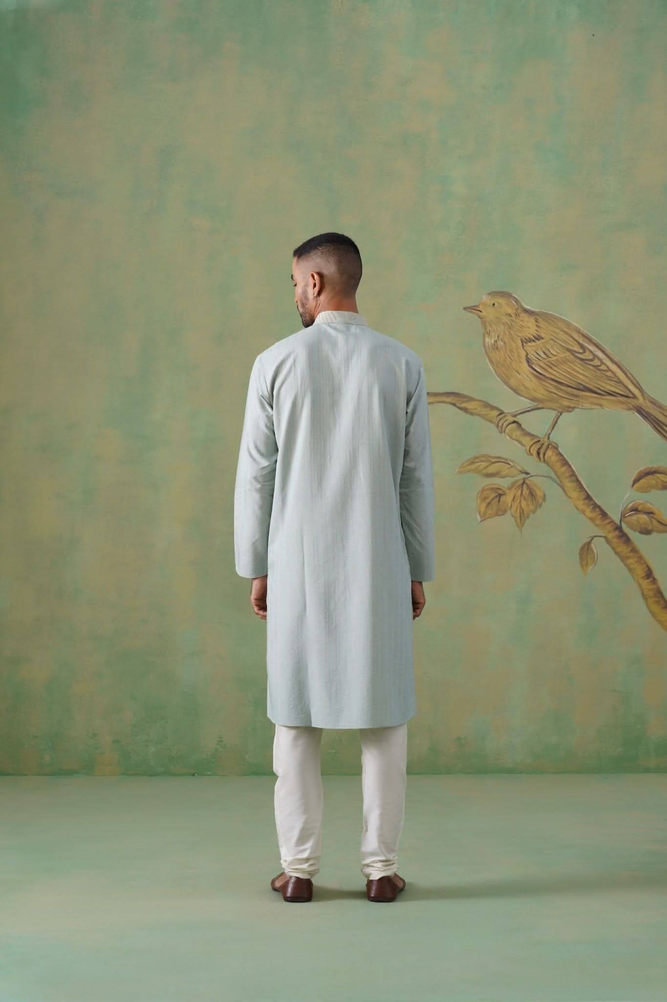 Muted Olive Green Kurta Set with Thread Work