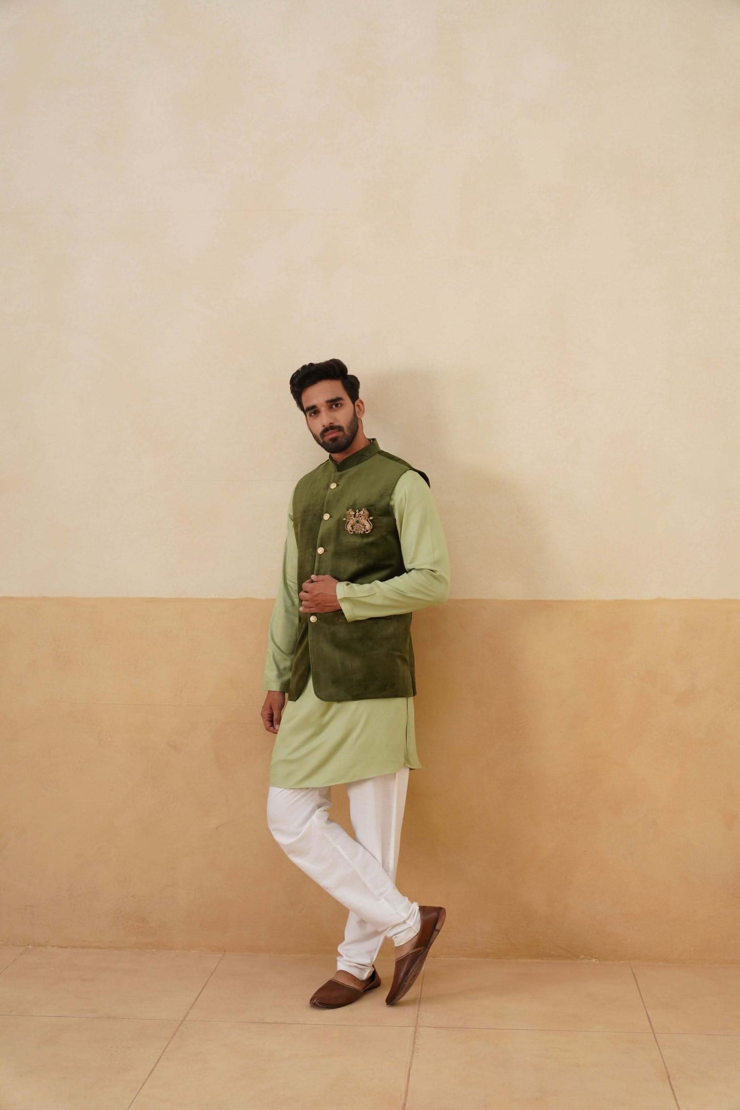 Olive Green Velvet Jacket