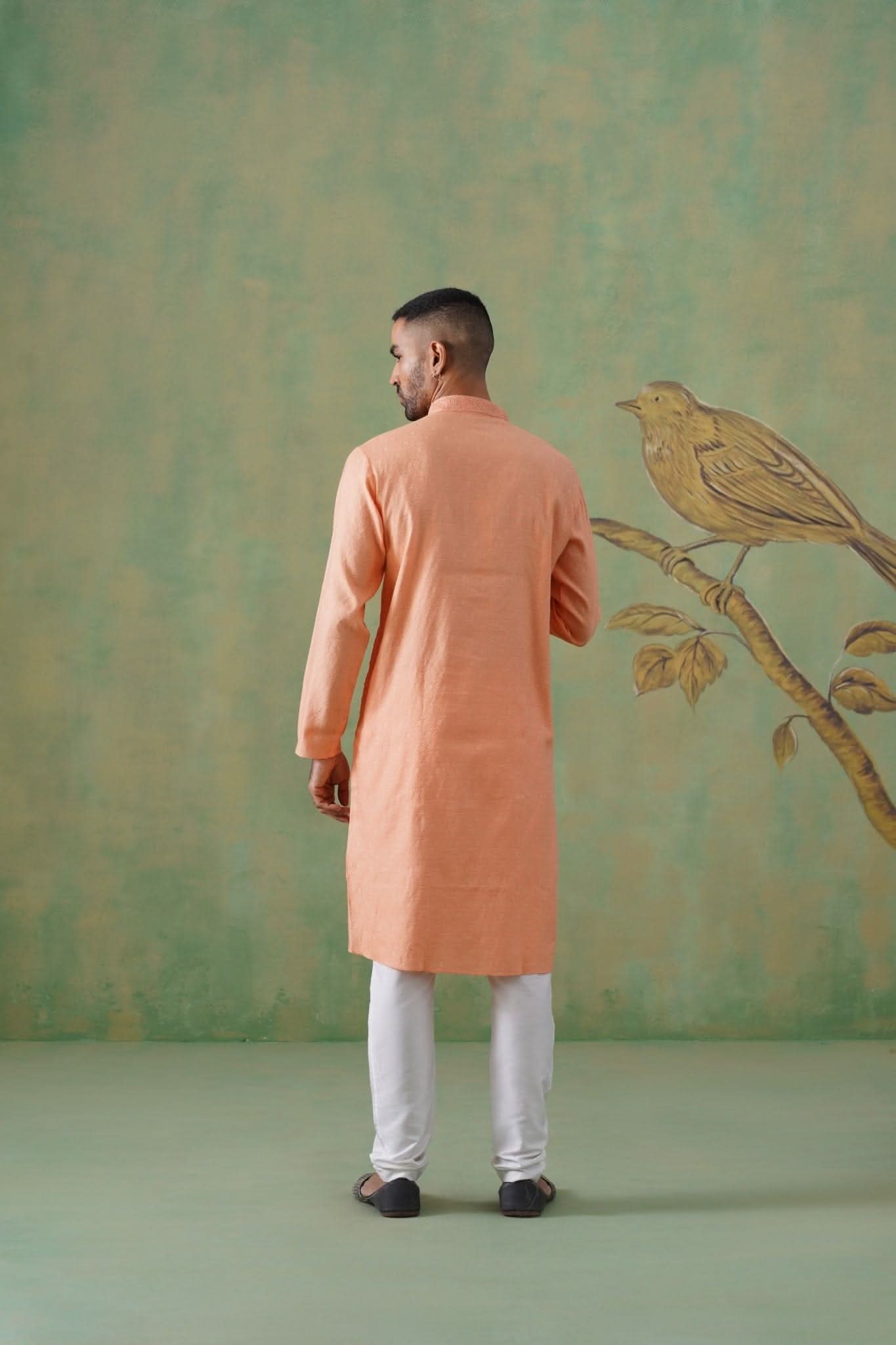 Peach Hand Embroidered Kurta Set