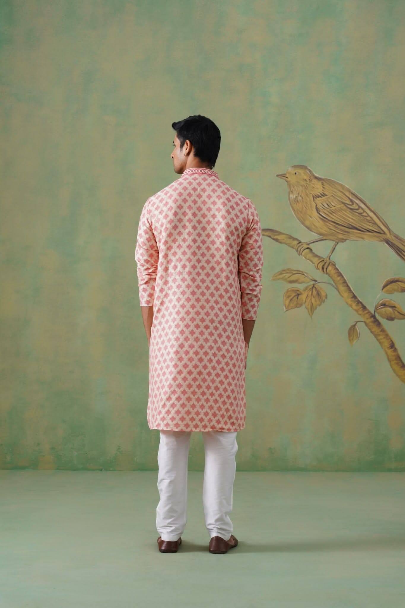 Pink Mirror Work Kurta Set