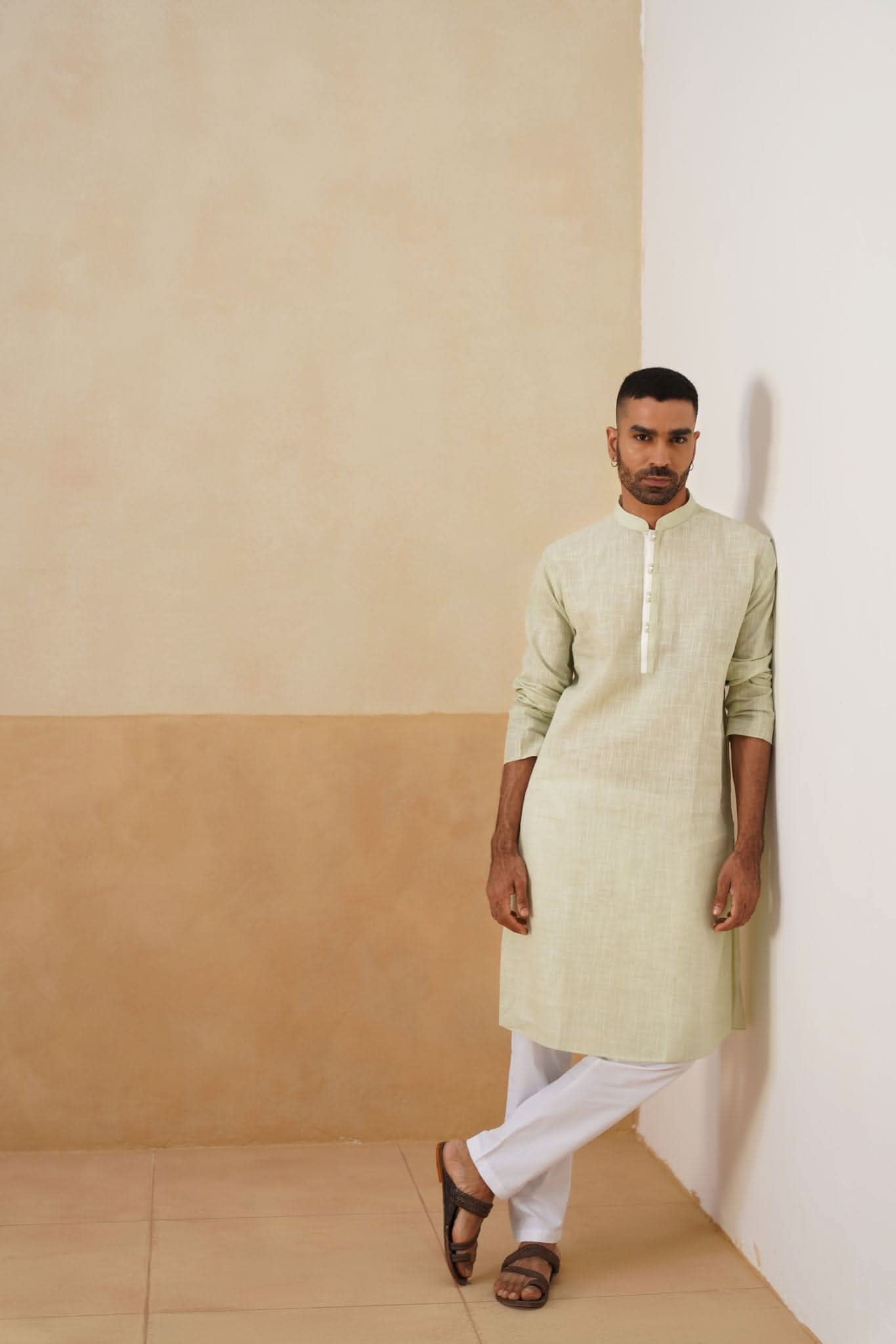 Pistachio Green Textured Kurta