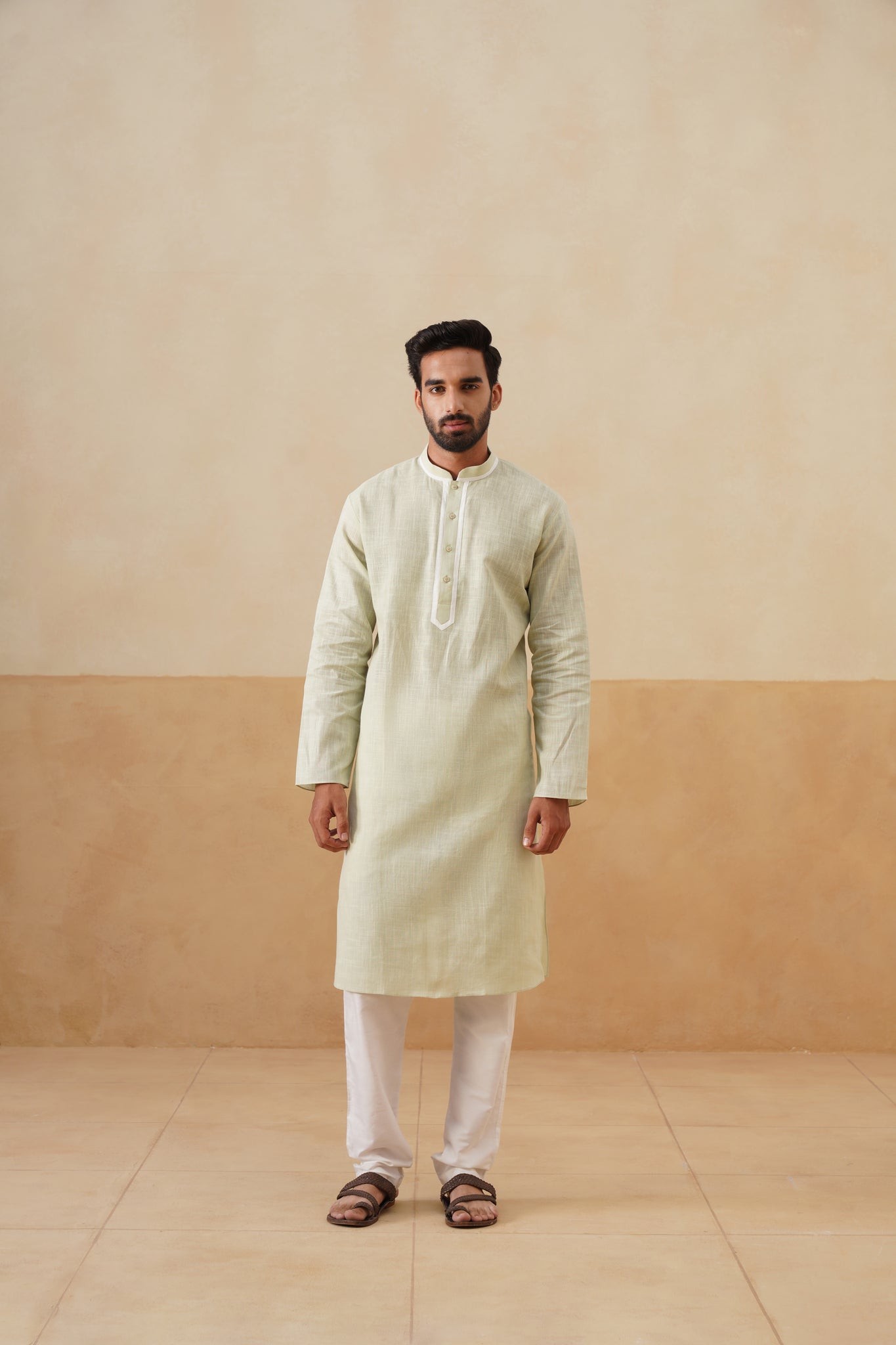 Pistachio Green Textured Kurta