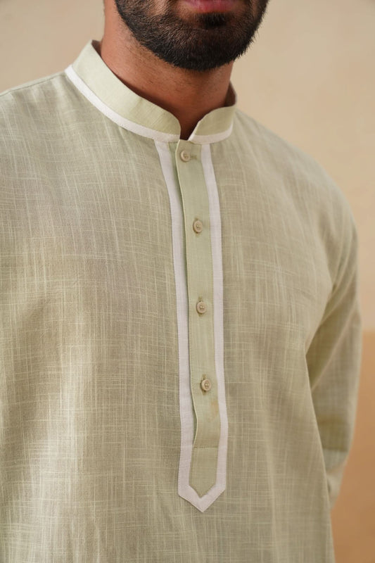 Pistachio Green Textured Kurta