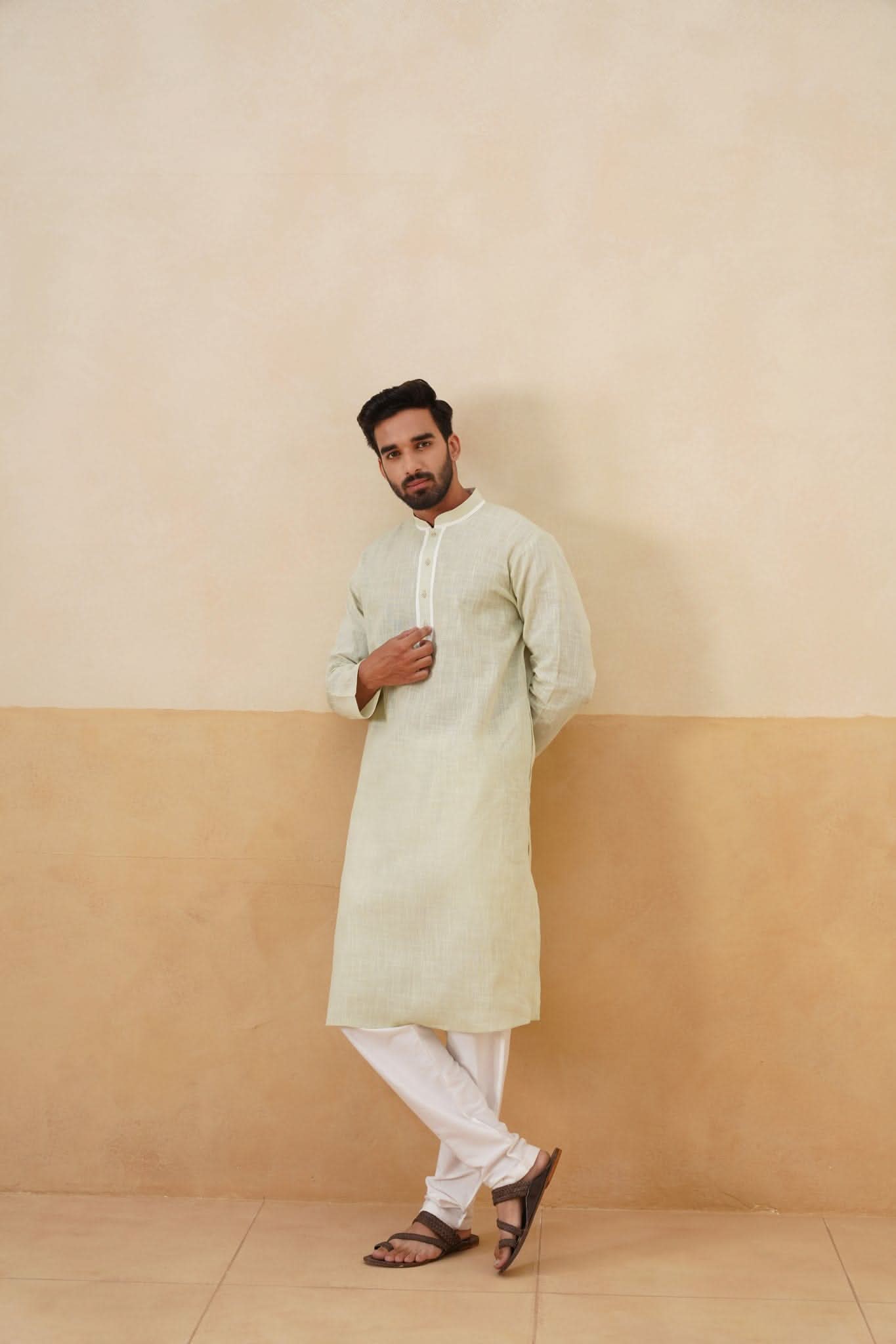 Pistachio Green Textured Kurta