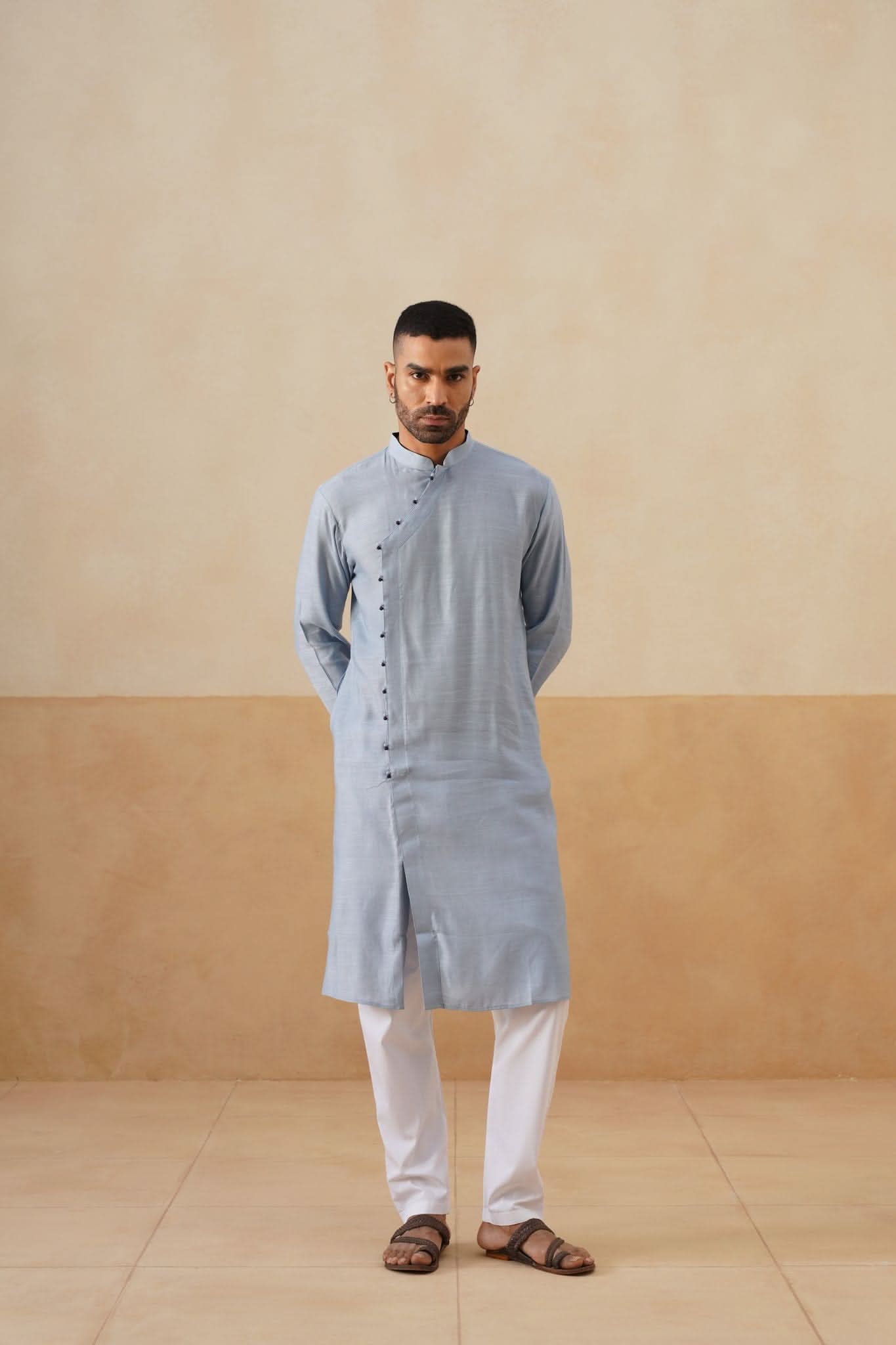 Powder Blue Angrakha Kurta