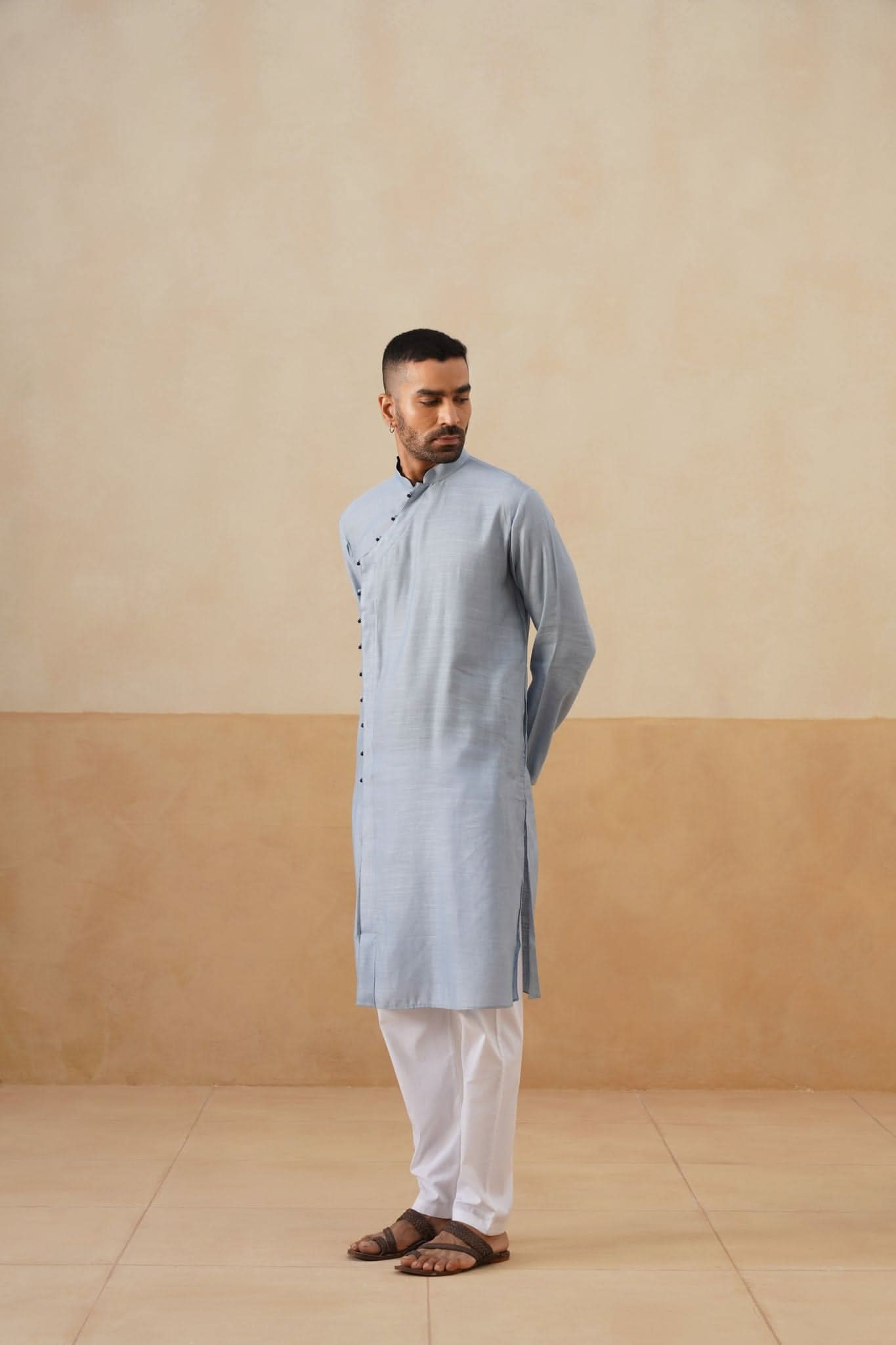 Powder Blue Angrakha Kurta