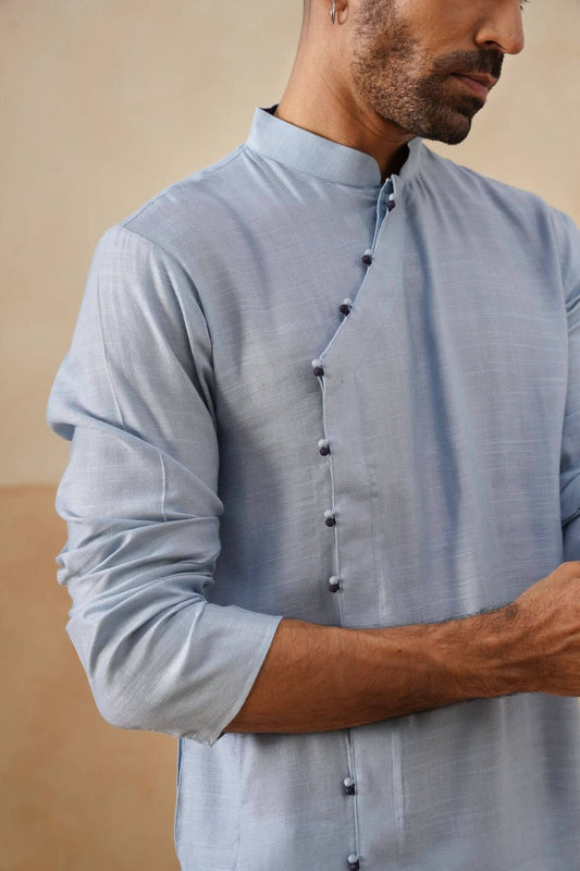 Powder Blue Angrakha Kurta