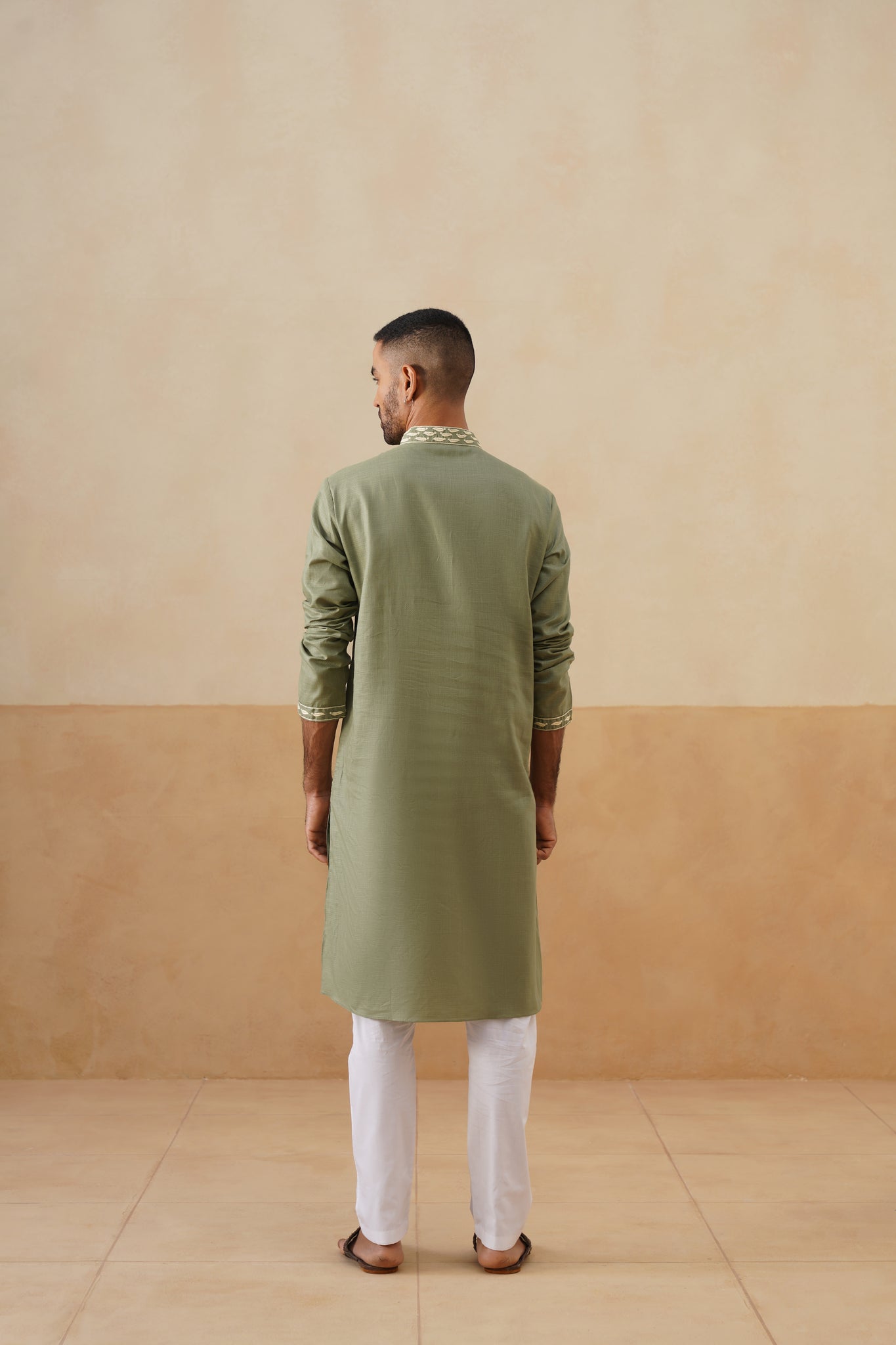 Sage Green Hand Embroidered Kurta Set