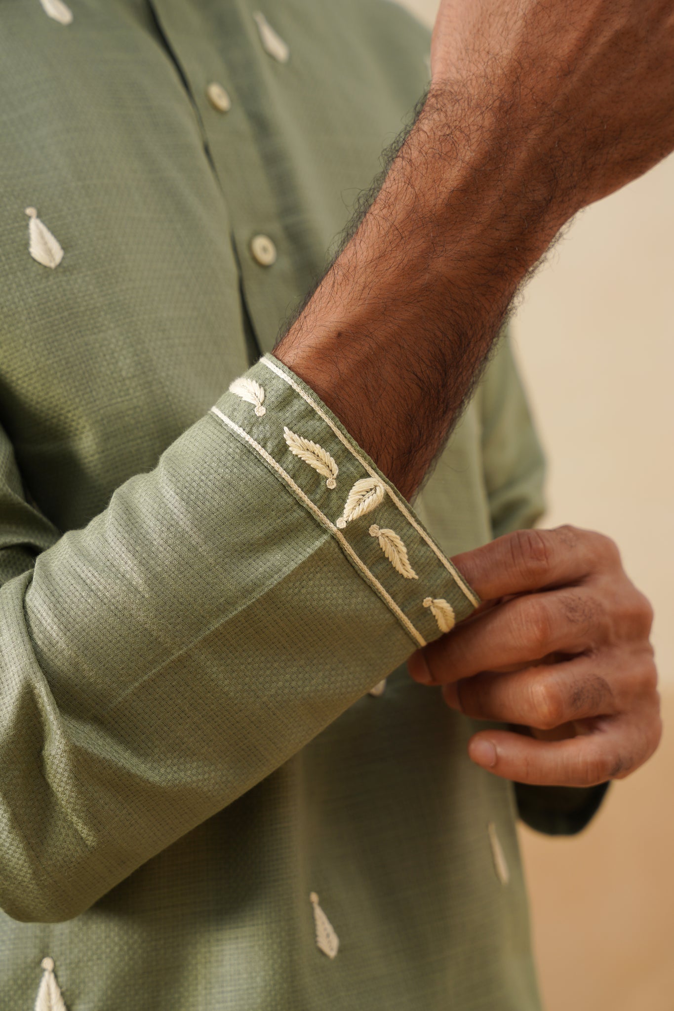 Sage Green Hand Embroidered Kurta Set