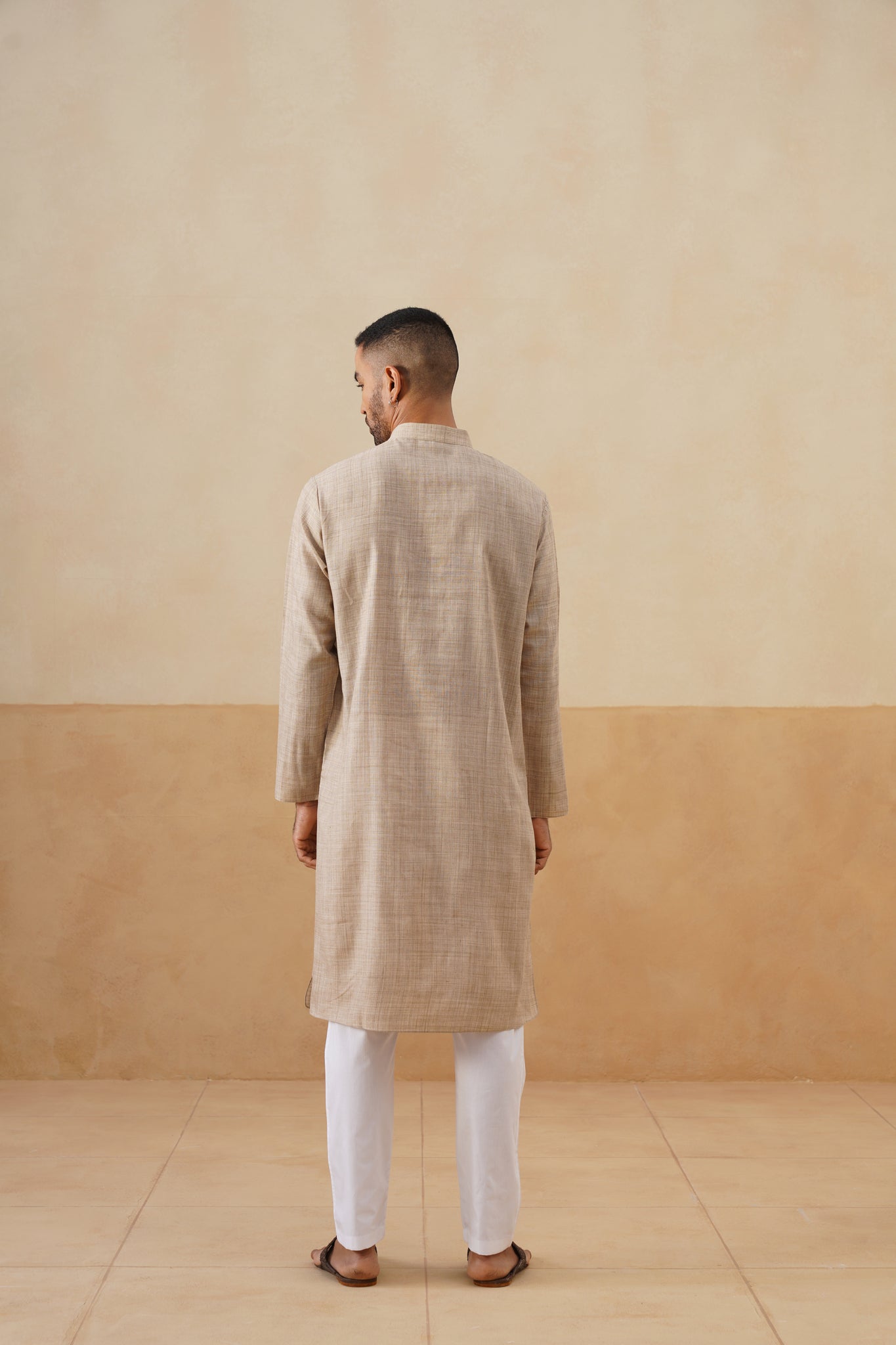 Sand Beige Textured Kurta